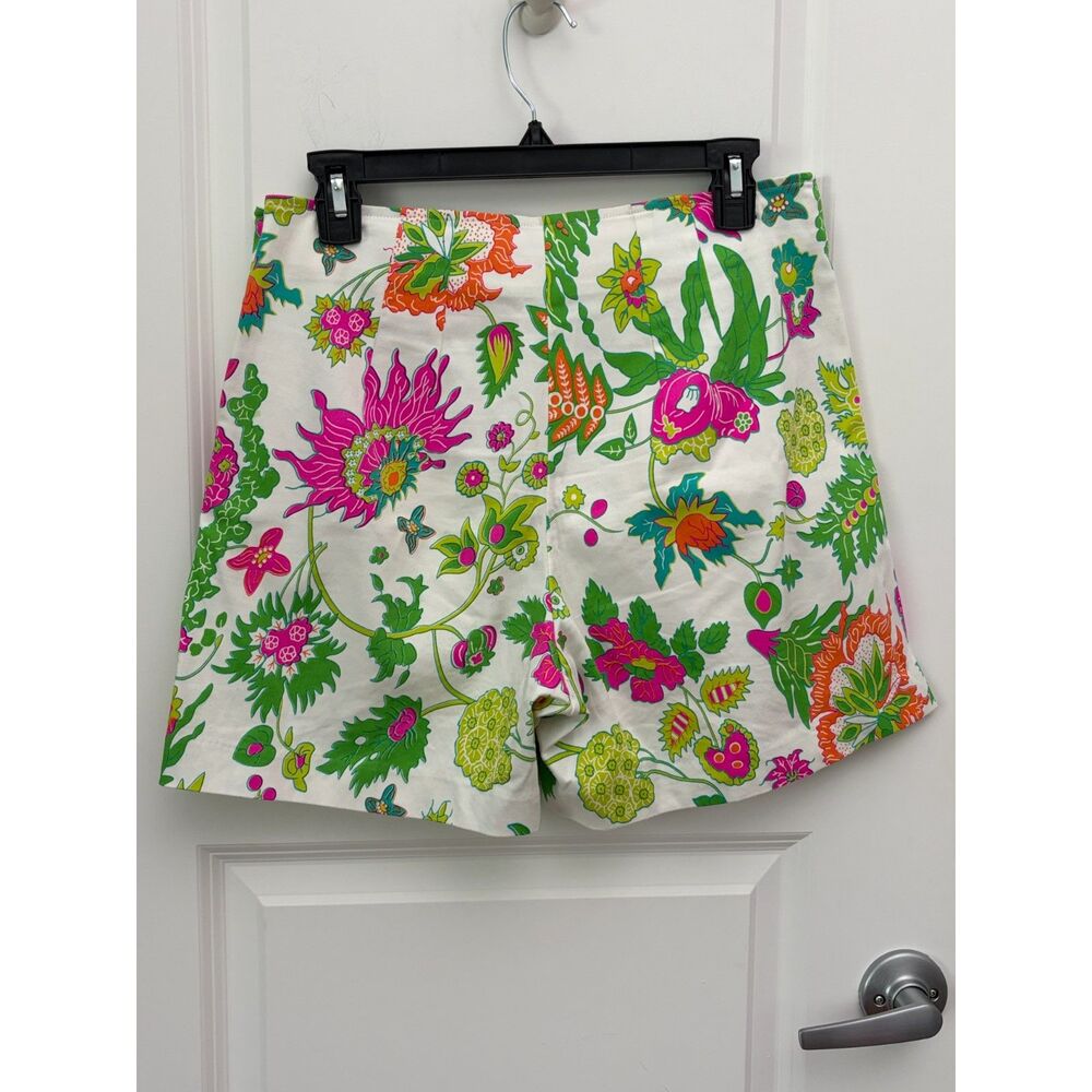 Gretchen Scott Floral Shorts Womens L Pink Green Orange Floral Vents Coastal